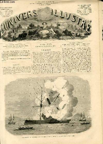 L'UNIVERS ILLUSTRE- NEUVIEME ANNEE N 568 Explosion du Steamer le gnral Little, sur l'Ohio, le 6 aot 1866