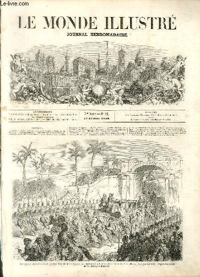 LE MONDE ILLUSTRE N96 - Cortge du nouveau consul gnral d'Autriche en Egypte, se rendant  l'audience solennelle de S. A. le vice roi, le 5 janvier 1859, d'aprs un dessin de M.Henry de Montaut.