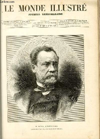 LE MONDE ILLUSTRE N1290 M. Pasteur, de l'acadmie franaise