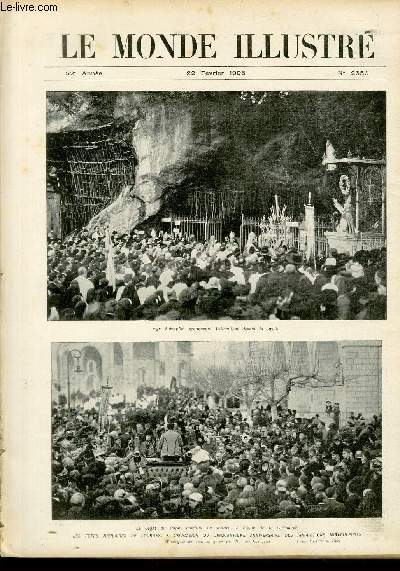 LE MONDE ILLUSTRE N2656 Les ftes jubilaires de Lourdes,  l'occasion du cinquantime anniversaire des apparations miraculeuses