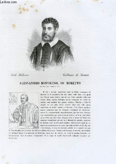 Biographie d'Alessandro Bonvicino, dit Moretto (n vers 1498, mort en 1560) ; Ecole Italienne ; Tableaux de Saintet ; Extrait du Tome 3 de l'Histoire des peintres de toutes les coles.