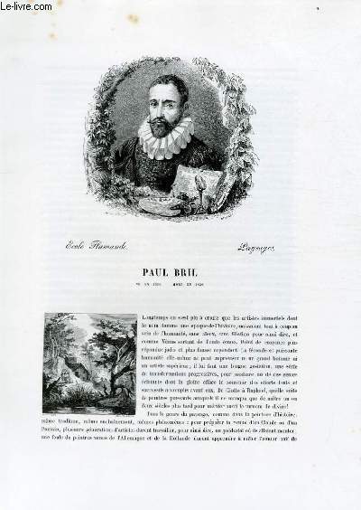 Biographie de Paul Bril (1556-1626) ; Ecole Flamande ; Paysages ; Extrait du Tome 7 de l'Histoire des peintres de toutes les coles.