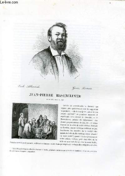 Biographie de Jean-Pierre Hasenclever (1810-1853) ; Ecole Allemade ; Genre, Portraits ; Extrait du Tome 8 de l'Histoire des peintres de toutes les coles.