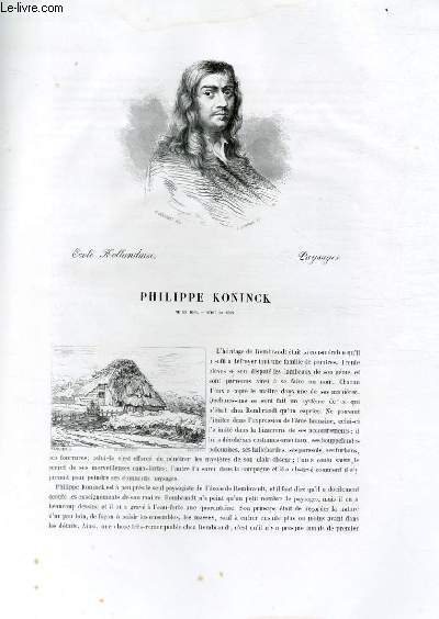 Biographie de Philippe Koninck (1619-1689) ; Ecole Hollandaise ; Paysages ; Extrait du Tome 9 de l'Histoire des peintres de toutes les coles.
