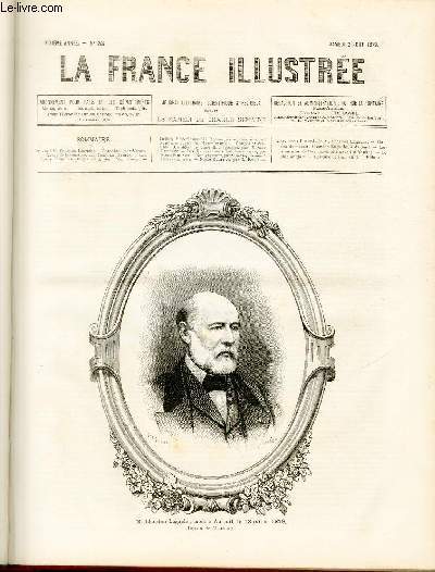 LA FRANCE ILLUSTREE N 244 - M.Chardon-Lagache, mort  Auteuil, le 13 juillet 1879, dessin de Mathieu.