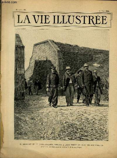 LA VIE ILLUSTREE N 30 M. Drumont et le maire d'Alger arrts a leur sortie du fort de Sidi-Ferruch (Gravure de Lon Ruffe, d'aprs un instantan de M. Lerou, d'Alger).