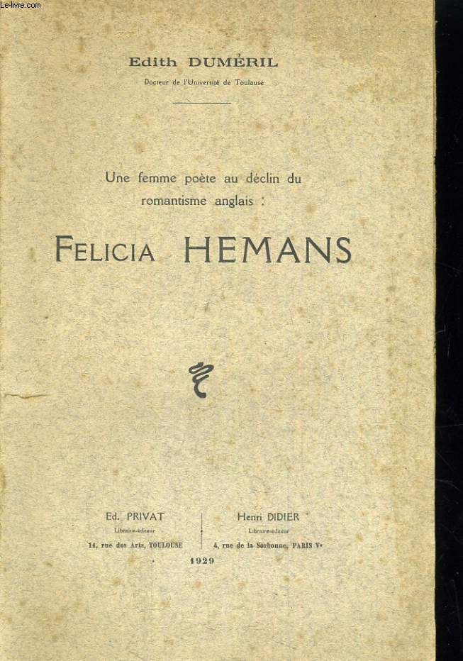 Une femme pote au dclin du romantisme anglais : Flicia Hemans