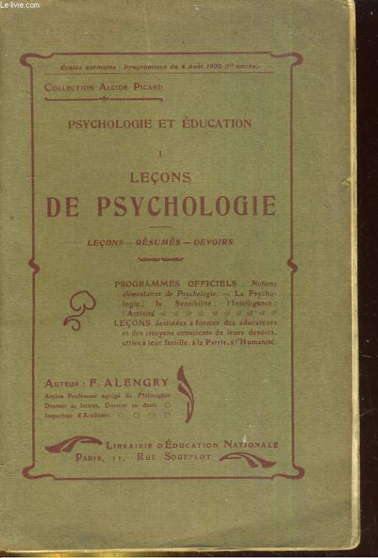 Psychologie et Education - I - Leons de psychologie