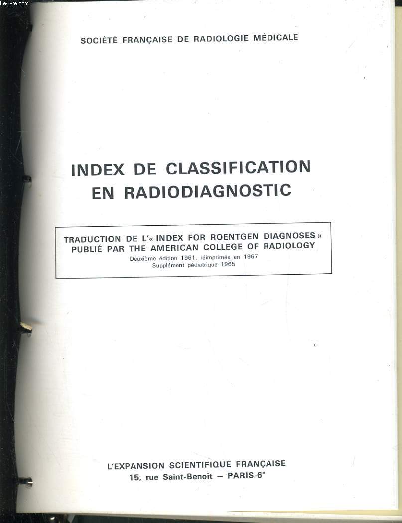 Index de classement en radiodiagnostic