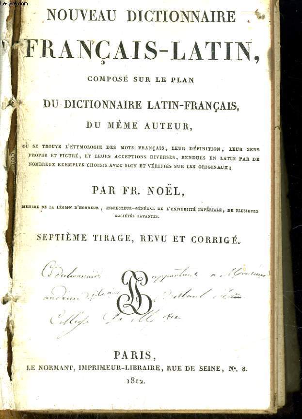 Nouveau dictionnaire Franais-Latin