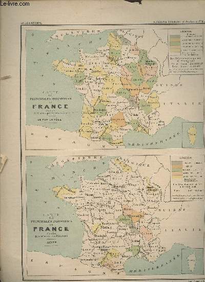 Cartes des principales industries en France. Le fer, la tle et l'acier.