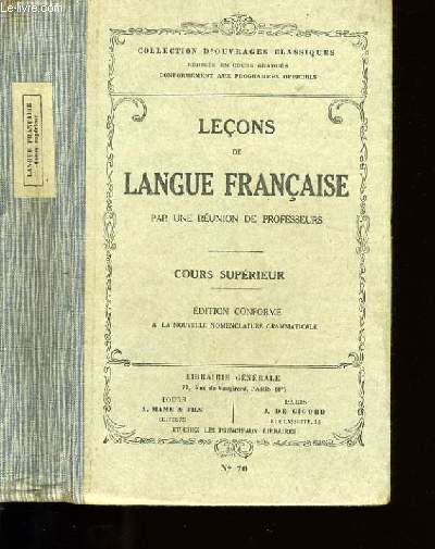 LECONS DE LANGUE FRANCAISE.