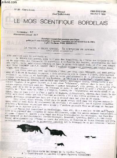 LE MOIS SCIENTIFIQUE BORDELAIS N86 - 10me anne - LE MOUTON A QUEUE GRASSE, SA DIFFUSION EN AFRIQUE paR M. COUTHUREAU...