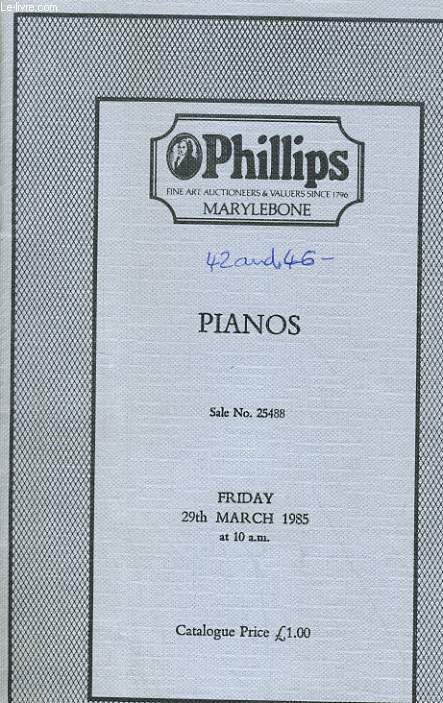 PIANOS - FRIDAY 29th MARCH 1985