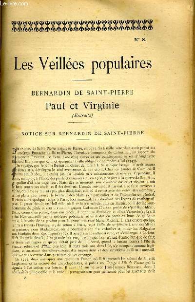 LES VEILLEEES POPULAIRES N8 - BERNARDIN DE SAINT-PIETTE, PAUL ET VIRGINIE (EXTRAITS)