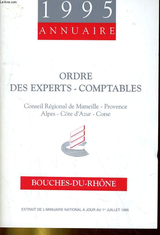 ANNUAIRE 1995. ORDRE DES EXPERTS-COMPTABLES. BOUCHES-DU-RHONE