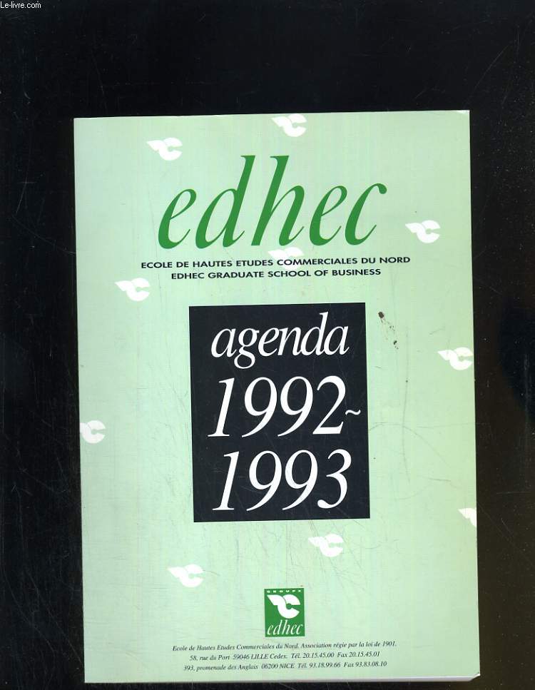EDHEC - AGENDA 1992 1993