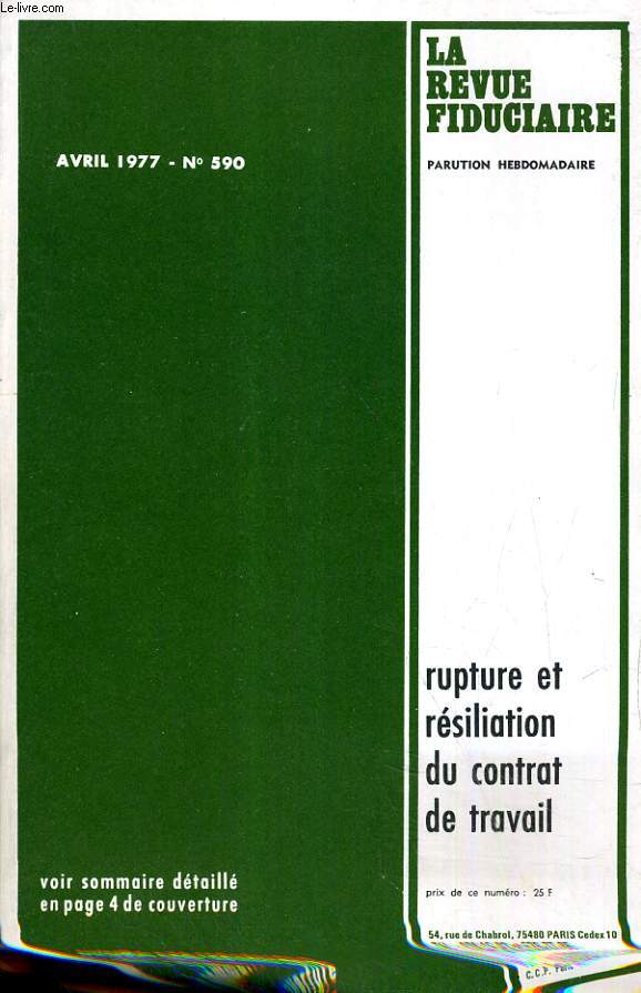 LA REVUE FIDUCIAIRE, N 590, AVRIL 1977
