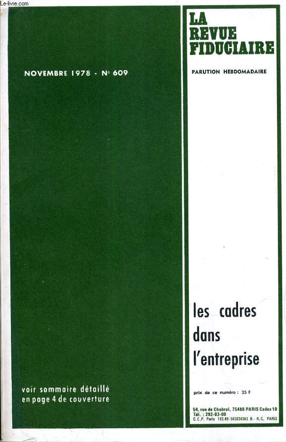 LA REVUE FIDUCIAIRE, N 609, NOV. 1978