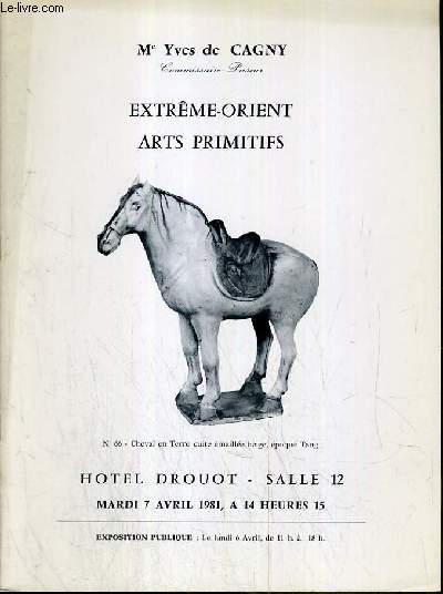 CATALOGUE DE VENTE AUX ENCHERES - HOTEL DROUOT - EXTREME-ORIENT - ARTS PRIMITIFS - SALLE 12 - 7 AVRIL 1981.