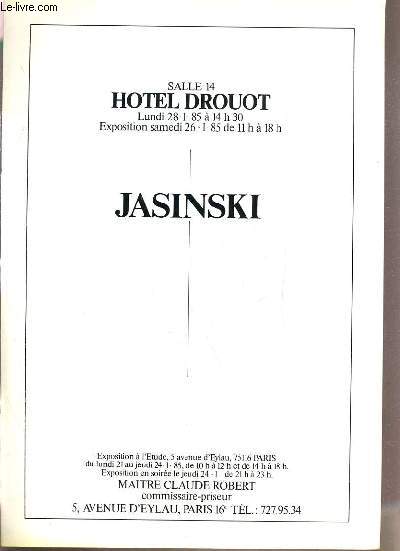 CATALOGUE DE VENTE AUX ENCHERES - HOTEL DROUOT - JASINSKI - SALLE 14 - 28 JANVIER 1985.