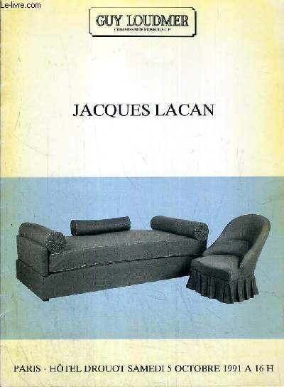 CATALOGUE DE VENTE AUX ENCHERES - HOTEL DROUOT - JACQUES LACAN - SALLE 8 - 5 OCTOBRE 1991.