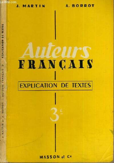 AUTEURS FRANCAIS - EXPLICATION DE TEXTES - 3me