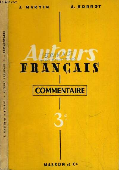 AUTEURS FRANCAIS - COMMENTAIRE - 3me
