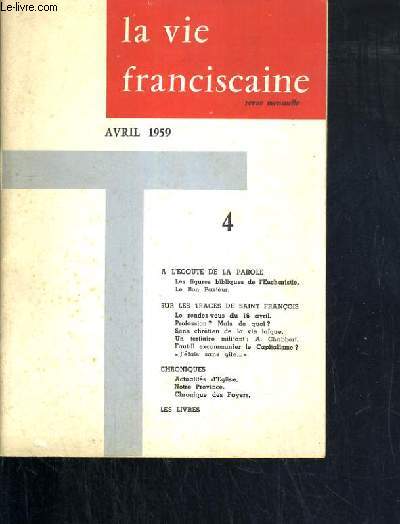LA VIE FRANCISCAINE - AVRIL 1959