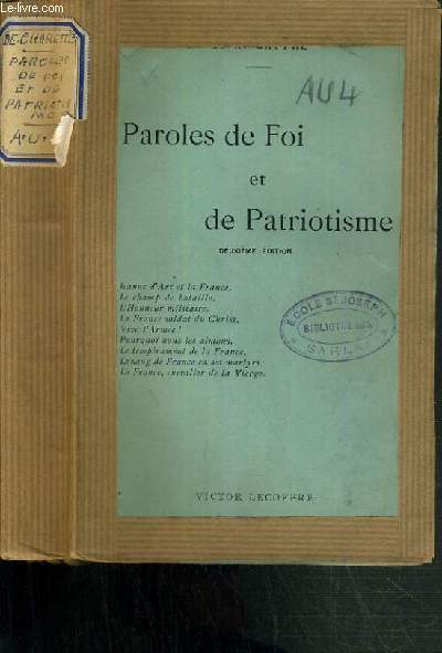 PAROLES DE FOI ET DE PATRIOTISME - 2me EDITION
