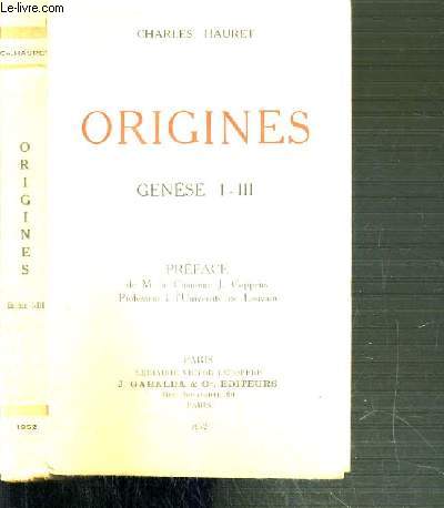 ORIGINES GENESE I-III