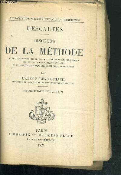 DISCOURS DE LA METHODE - 3me EDITION