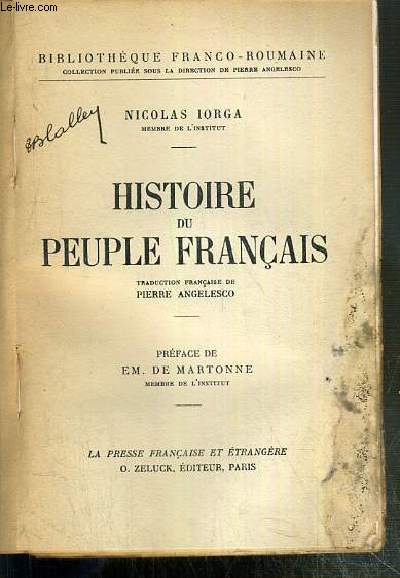 HISTOIRE DU PEUPLE FRANCAIS - BIBLIOTHEQUE FRANCO-ROUMAINE