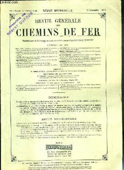 REVUE GENERALE DES CHEMINS DE FER - FEVRIER 1935 - N2 - 1er SEMESTRE - 54e ANNEE - ETUDES RELATIVE AU CONTACT DES ROUES SUR LE RAIL -