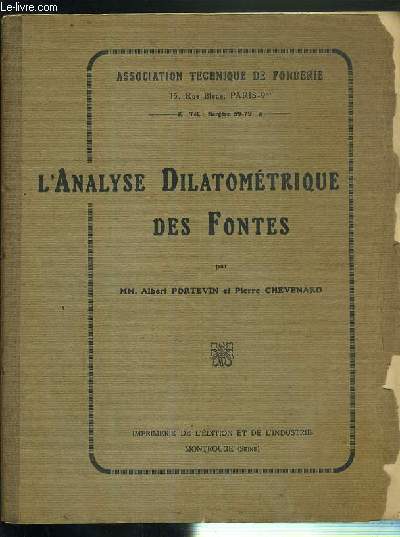 L'ANALYSE DILATOMETRIQUE DES FONTES / ASSOCIATION TECHNIQUE DE FONDERIE.