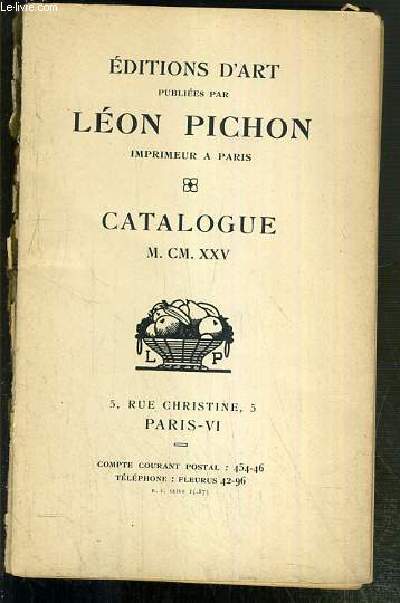 CATALOGUE DES EDITIONS D'ART LEON PICHON - 1925