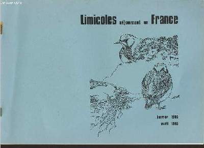 Limicoles sjournant en France Janvier-Avril 1986 - Convention de Recherches n86.13