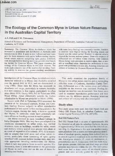Tir  part : EMU Vol.97 : The Ecology of the common myna in urban nature reserves in the australian capital territory