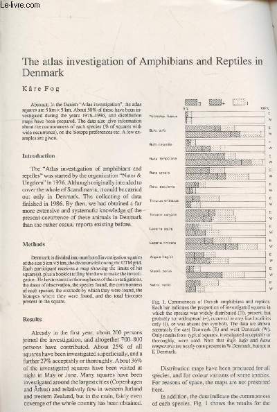 Tir  part : Memoranda Soc. Fauna Flora Fennica n64 : The atlas investigation of Amphibians and reptiles in Denmark