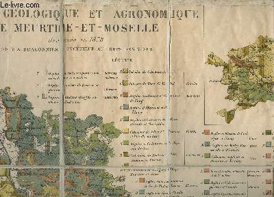 Carte gologique et agronomique de Meurthe-et-Moselle dresse en 1878 - Echelle 1/160000