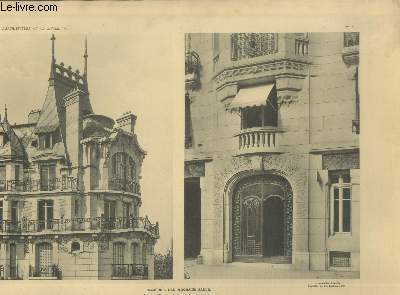 Immeuble des Magasins Sadla : Partie suprieure du motif d'angle - Porte d'entre des appartements - Planche en noir et blanc n8 extraite de l'ouvrage 