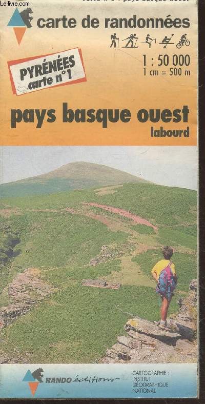 Pyrnes Carte n1 : Pays Basque Ouest - Labourd. Echelle 1:50 000 (1cm = 500m) - Collection : 