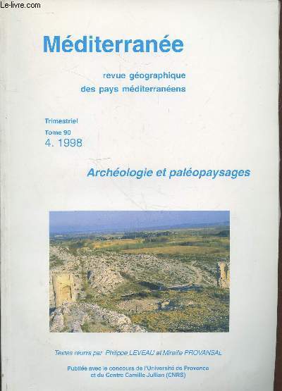 Mditerrane - Revue gographique des pays mditerranens Tome 90 4. 1998 : Archologie et palopaysages.