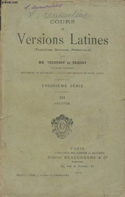 Cours de Versions Latines Tome 3 : Seconde