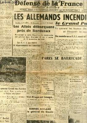 Dfense de la France - Le grand quotidien du Soir 4e anne n50 Jeudi 24 aot 1944.