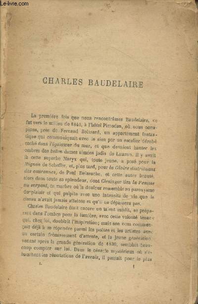 (Absence de plats et page de titre) Charles Baudelaire - Les Fleurs du Mal