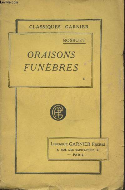 Oraisons funbres Tome 2 (Collection 
