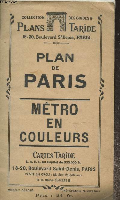 Plan de Paris - Mtro en couleurs. Nouveau plan de Paris avec toutes les lignes du Mtropolitain