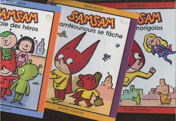 Lot de 3 livres Samsam : Les gromorigolos - SamNounours se fche - L'cole des hros (Collection 