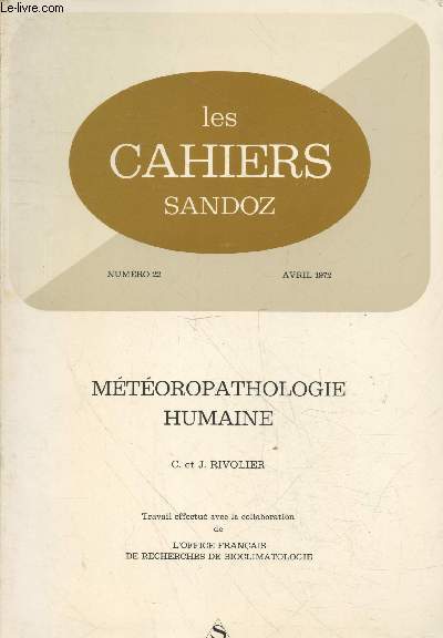 Les Cahiers Sandoz n22 Avril 1972